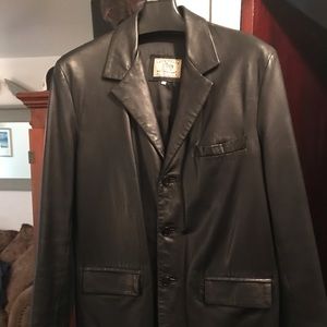 Men’s  Italian leather black sports coat size 42R